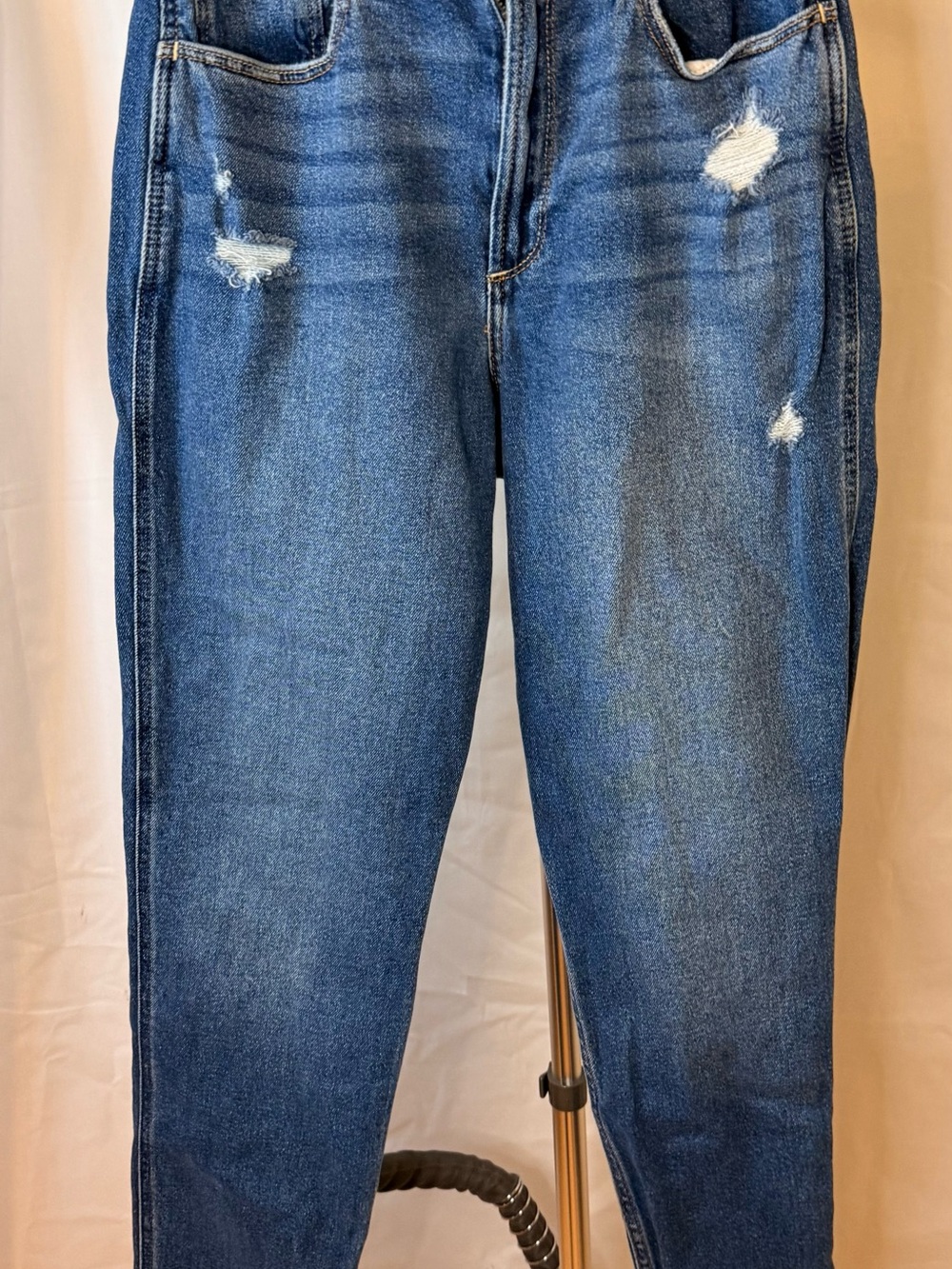 Hollister Straight leg Medium Blue Skinny Jeans with Distressed Details